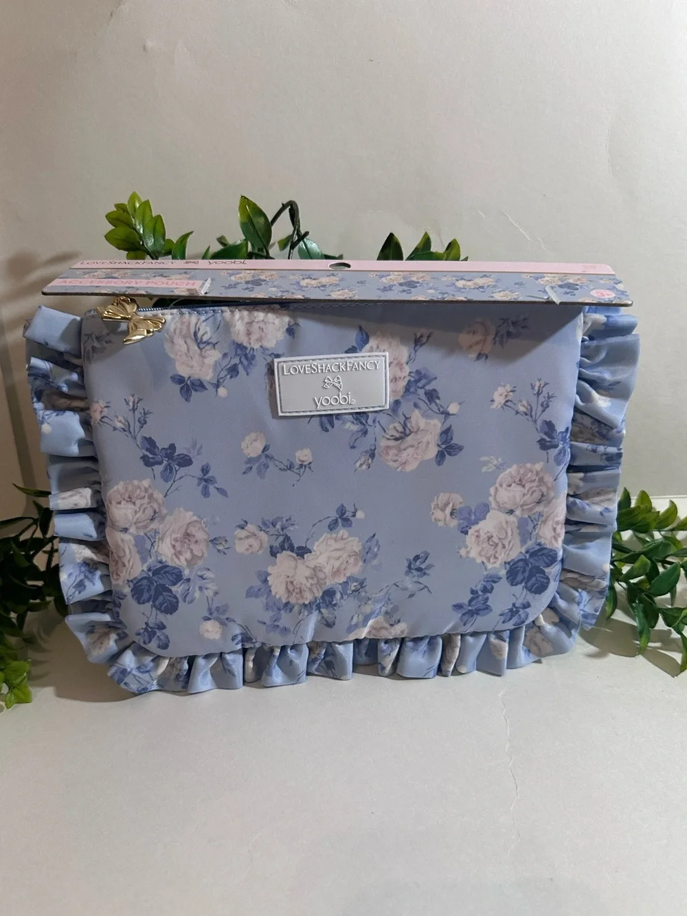 LoveShackFancy Floral Ruffle Accessory Pouch - Everblooming Rosettes Roses